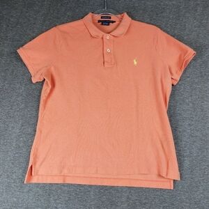 RALPH LAUREN THE SKINNY POLO BOYS PEACH PINK ORANGE CORAL SHORT SLEEVE SHIRT L